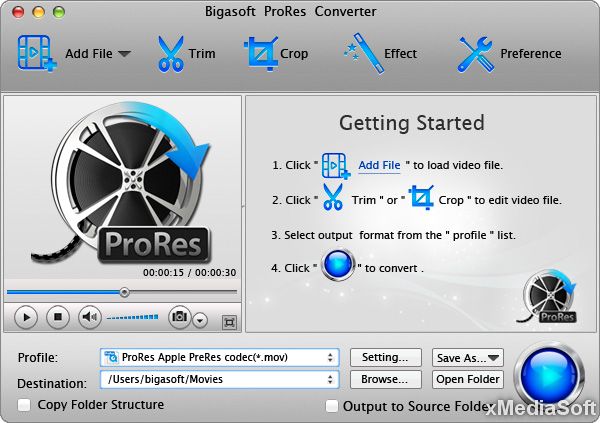 Bigasoft ProRes Converter for Mac