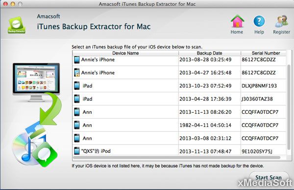 Amacsoft iTunes Backup Extractor for Mac